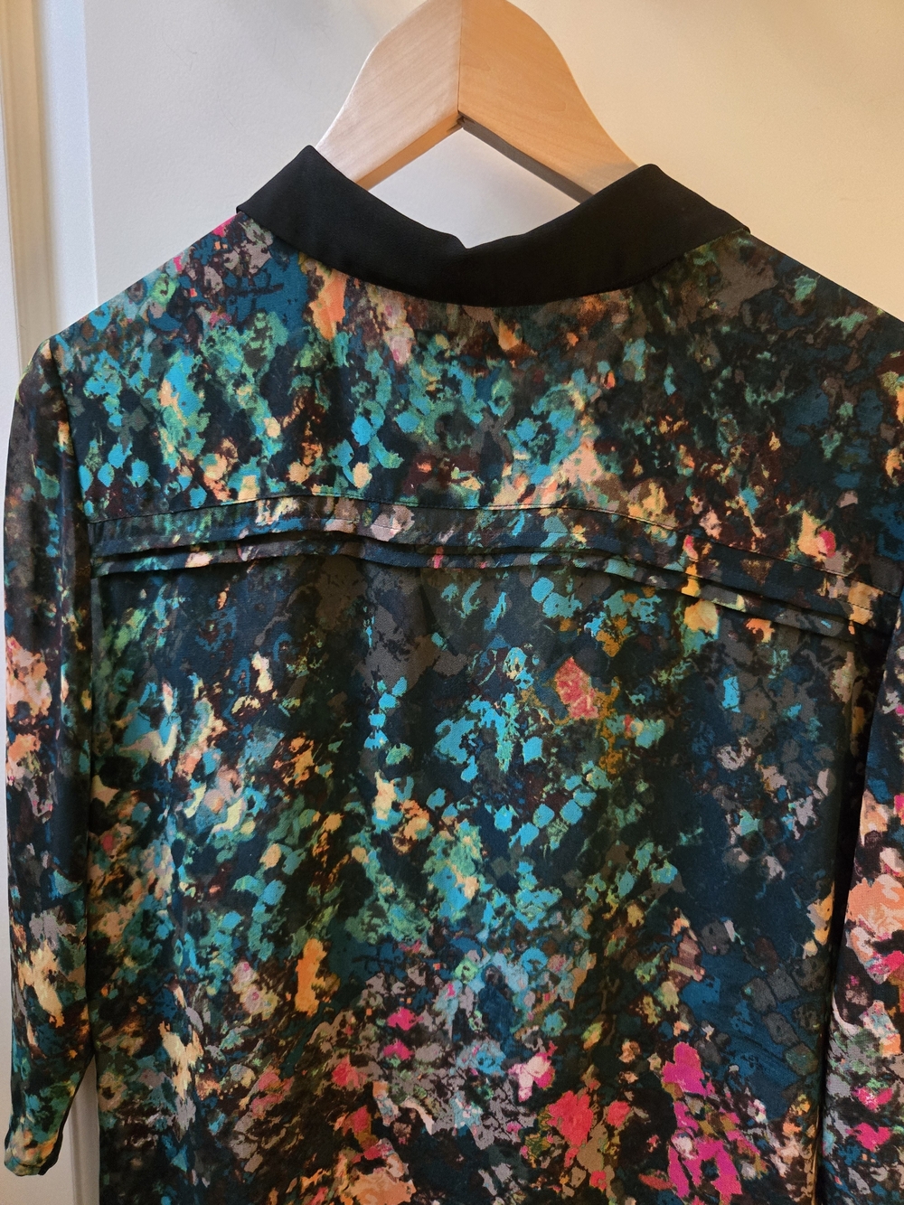 Mexx Sheer Abstract Print Tunic - Black with Teal, Pink & Gold Accents - Picture 6 of 8